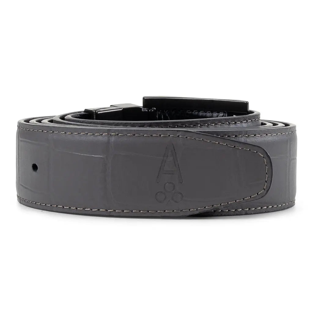 Double side Black/Gray Genuine Crocodile Leather Skin Men's Belt With LV  Buckle