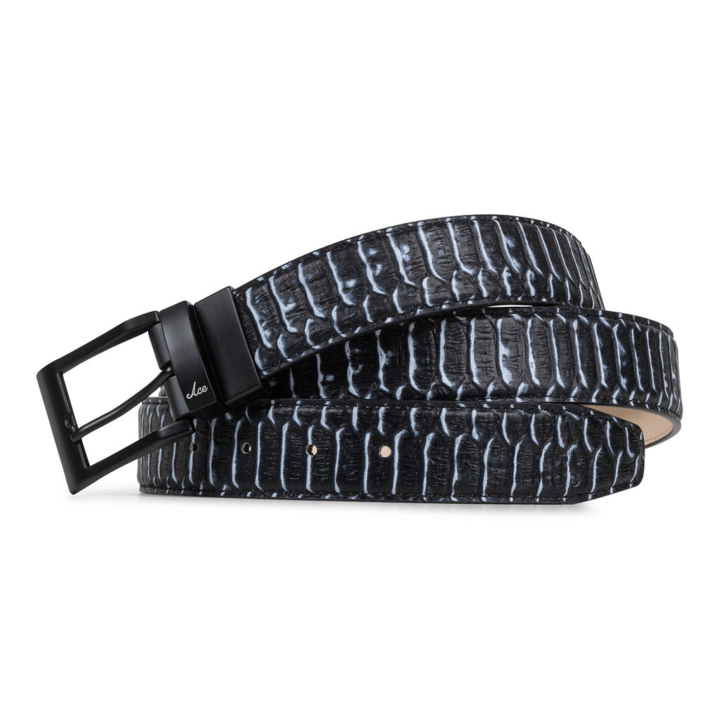 BLACK &amp; WHITE PYTHON BELT